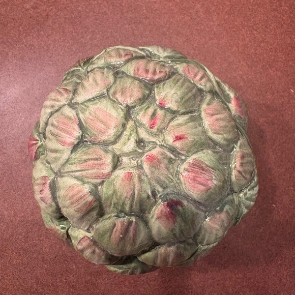 Vintage Ceramic Artichoke Lidded Container‎ Jar Decor Kitchen Storage - Picture 4 of 6